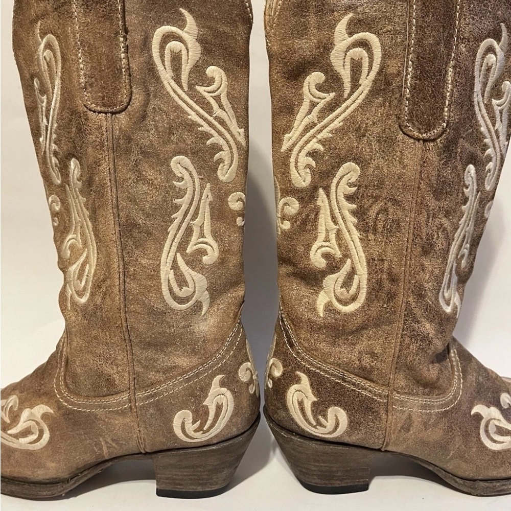 Sz 9 Corral R1974 Honey Cortez Fleur de lis Stitched Western Boots - Picture 15 of 17